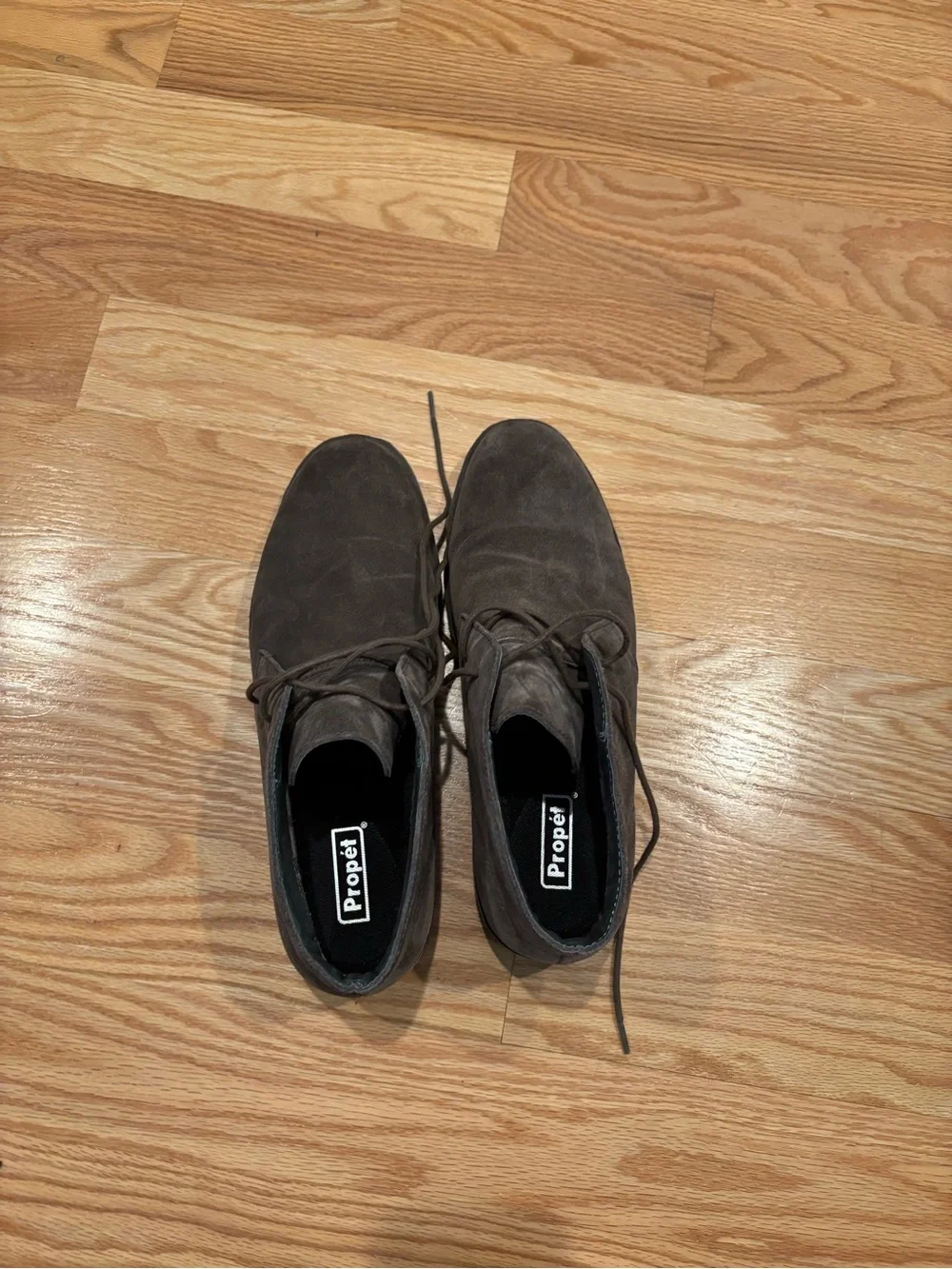 Men's Propet Dark Gray Suede Desert Boots - Classic Lace-Up Size 12